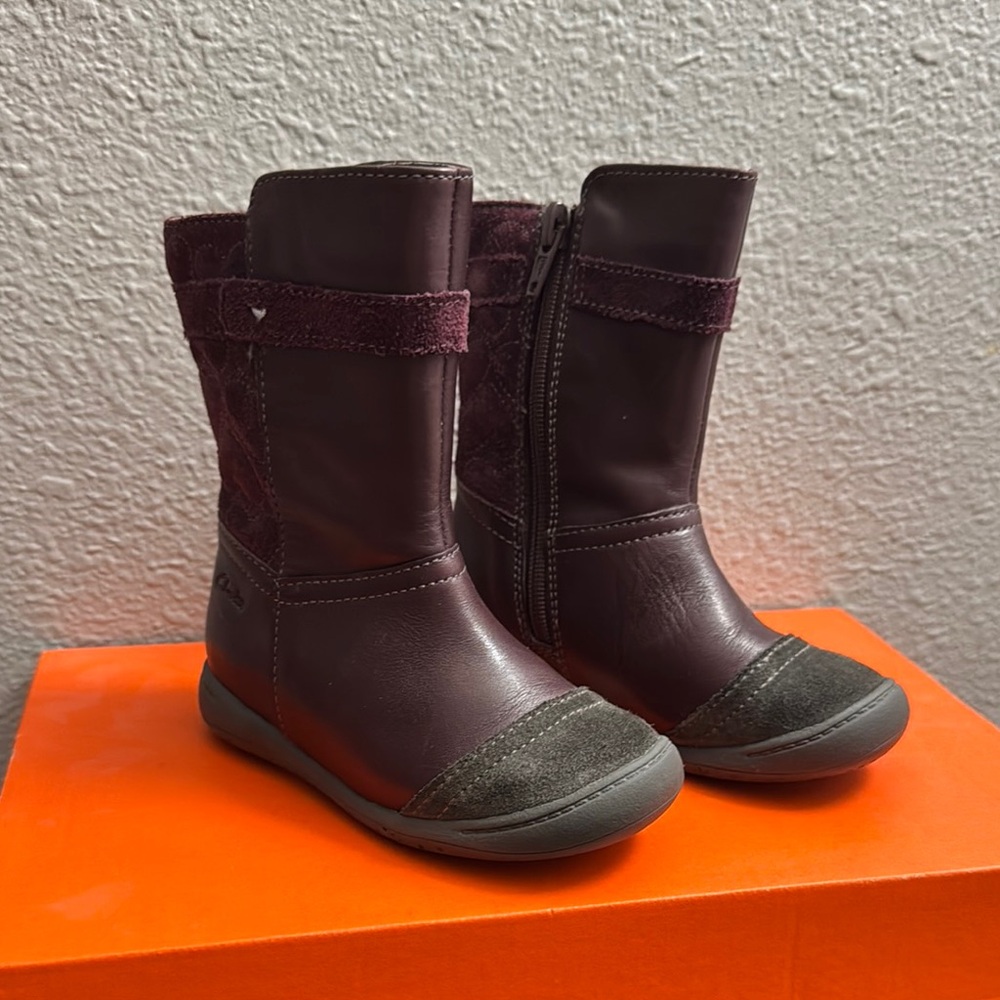 Purple Leather Boots with Suede Accents